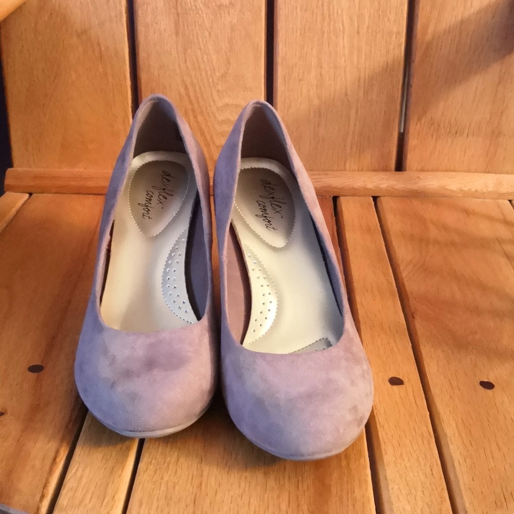Nude suede wedges